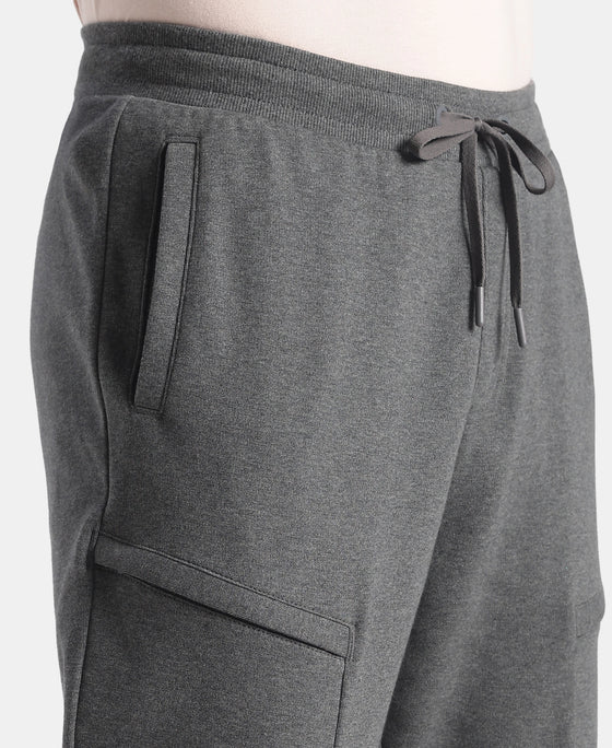 Super Combed Cotton Rich Regular Fit Jogger with Zipper Pockets - Charcoal Melange