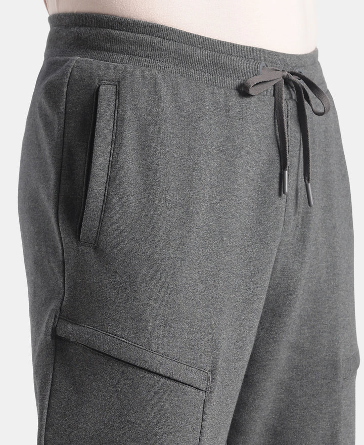 Super Combed Cotton Rich Regular Fit Jogger with Zipper Pockets - Charcoal Melange