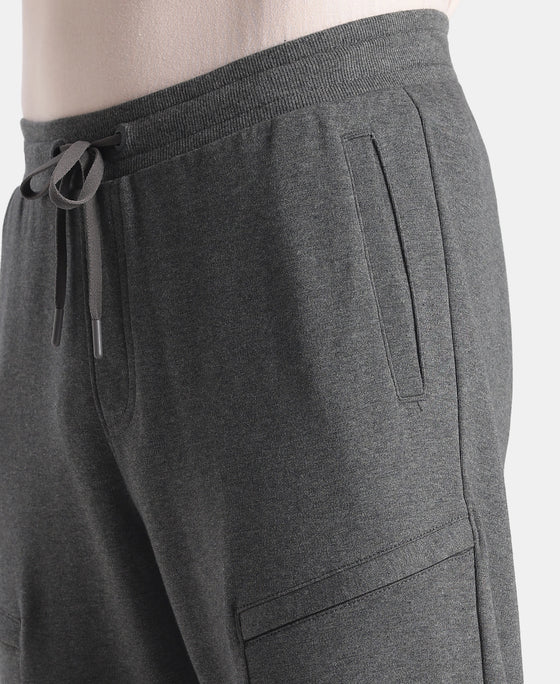 Super Combed Cotton Rich Regular Fit Jogger with Zipper Pockets - Charcoal Melange
