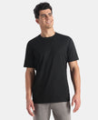 Microfiber Fabric Round Neck Half Sleeve T-Shirt with StayFresh Treatment - Black