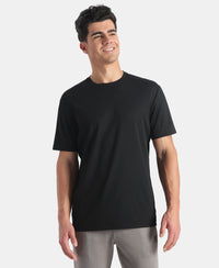 Microfiber Fabric Round Neck Half Sleeve T-Shirt with StayFresh Treatment - Black