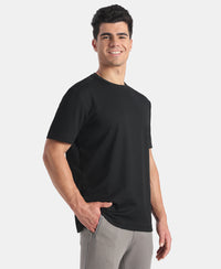 Microfiber Fabric Round Neck Half Sleeve T-Shirt with StayFresh Treatment - Black