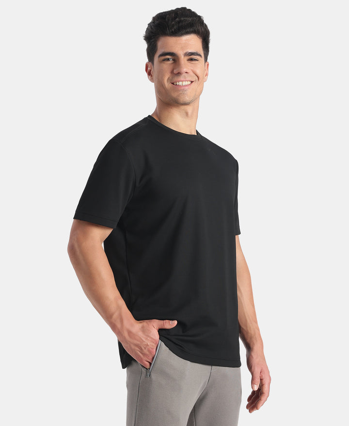 Microfiber Fabric Round Neck Half Sleeve T-Shirt with StayFresh Treatment - Black