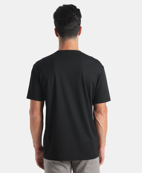 Microfiber Fabric Round Neck Half Sleeve T-Shirt with StayFresh Treatment - Black