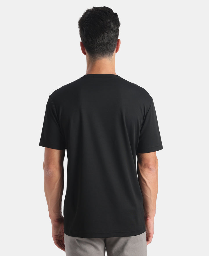 Microfiber Fabric Round Neck Half Sleeve T-Shirt with StayFresh Treatment - Black