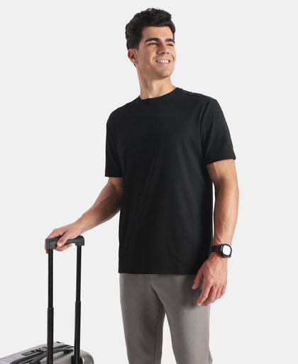 Microfiber Fabric Round Neck Half Sleeve T-Shirt with StayFresh Treatment - Black