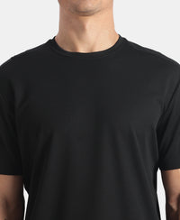 Microfiber Fabric Round Neck Half Sleeve T-Shirt with StayFresh Treatment - Black