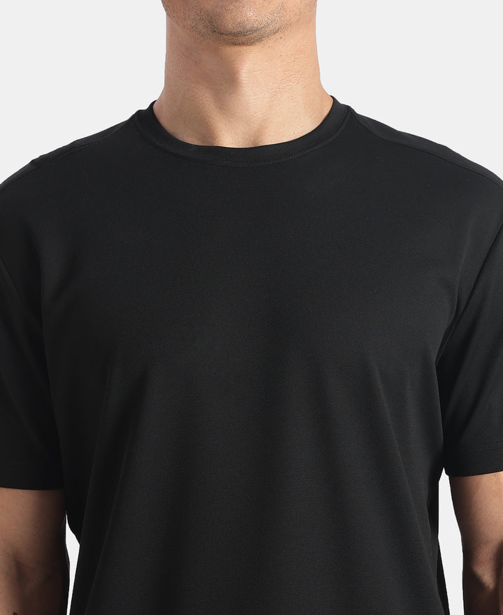 Microfiber Fabric Round Neck Half Sleeve T-Shirt with StayFresh Treatment - Black