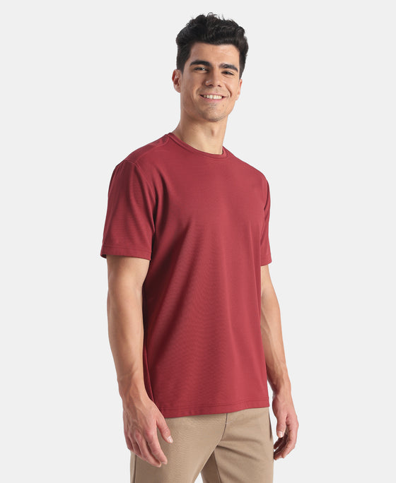 Microfiber Fabric Round Neck Half Sleeve Tshirt with StayFresh Treatment - Wine