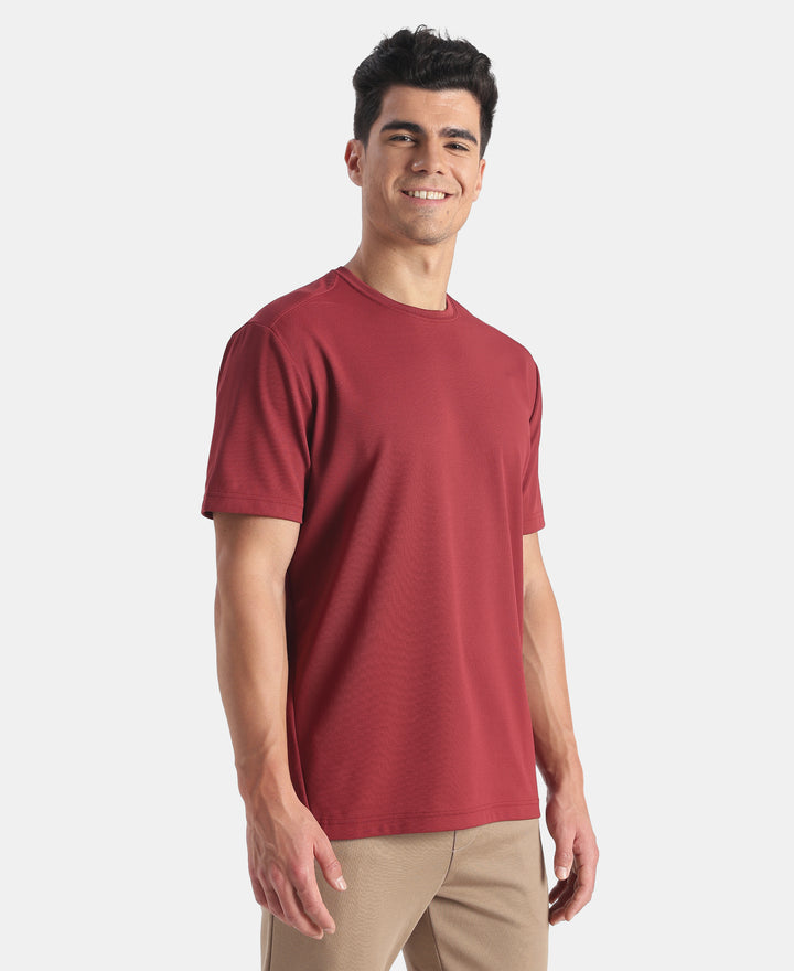 Microfiber Fabric Round Neck Half Sleeve Tshirt with StayFresh Treatment - Wine