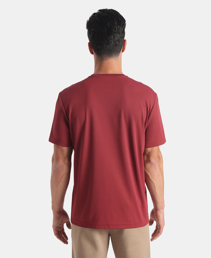 Microfiber Fabric Round Neck Half Sleeve Tshirt with StayFresh Treatment - Wine