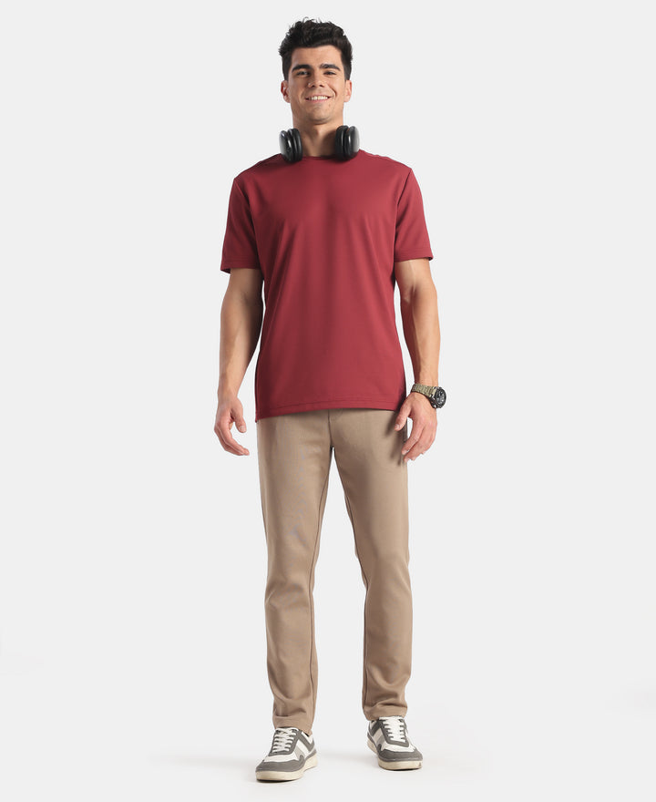 Microfiber Fabric Round Neck Half Sleeve Tshirt with StayFresh Treatment - Wine