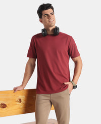 Microfiber Fabric Round Neck Half Sleeve Tshirt with StayFresh Treatment - Wine