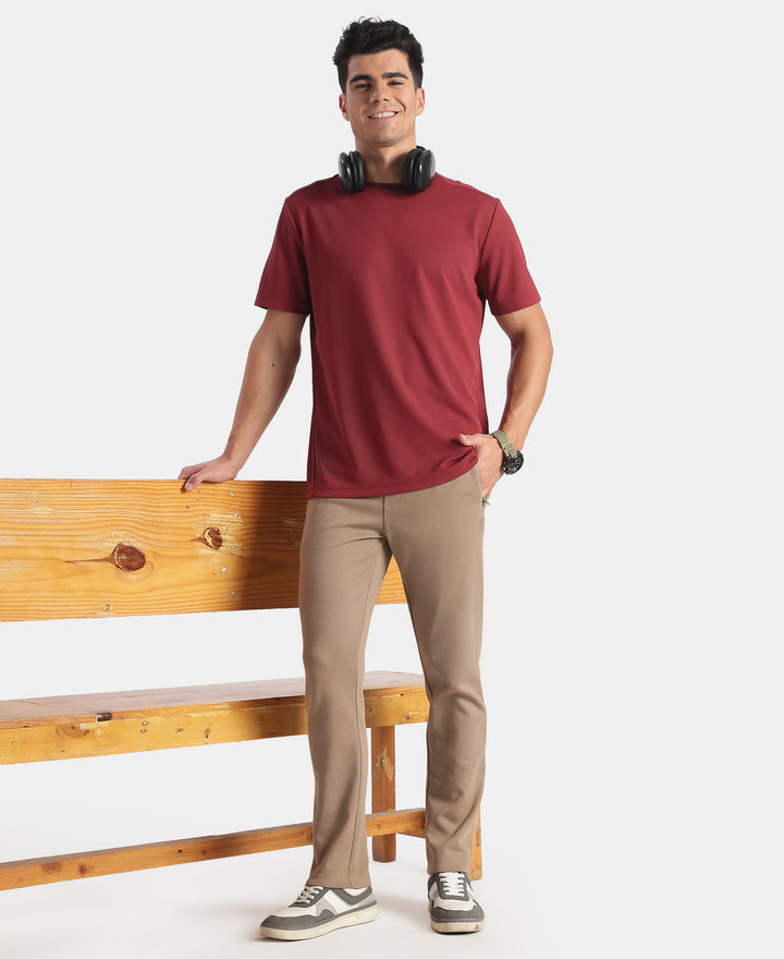 Microfiber Fabric Round Neck Half Sleeve Tshirt with StayFresh Treatment - Wine