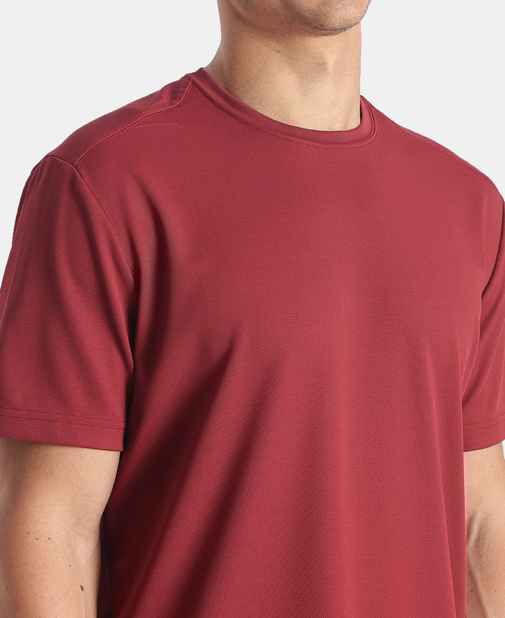 Microfiber Fabric Round Neck Half Sleeve Tshirt with StayFresh Treatment - Wine