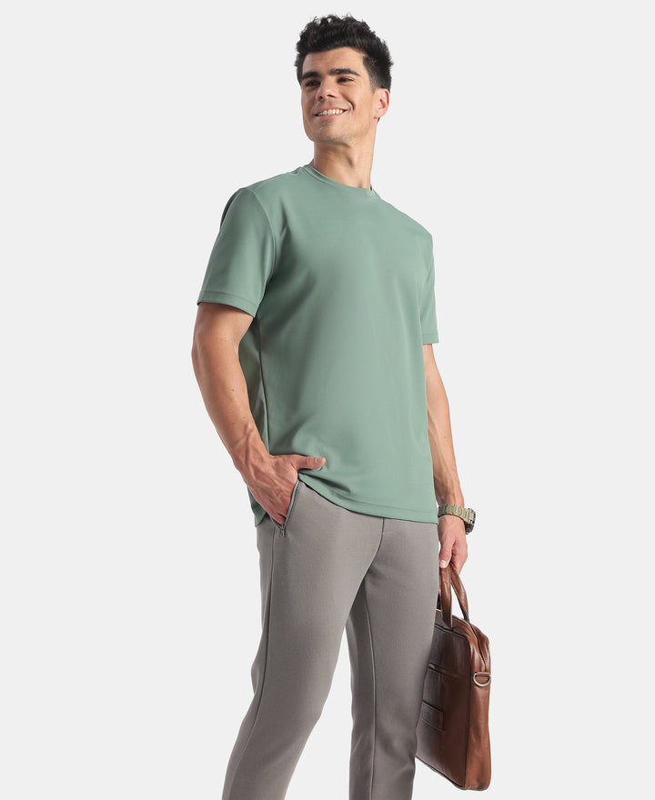 Microfiber Fabric Round Neck Half Sleeve T-Shirt with StayFresh Treatment - Green