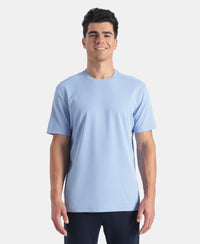 Microfiber Fabric Round Neck Half Sleeve T-Shirt with StayFresh Treatment - Ice Blue