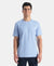 Microfiber Fabric Round Neck Half Sleeve T-Shirt with StayFresh Treatment - Ice Blue