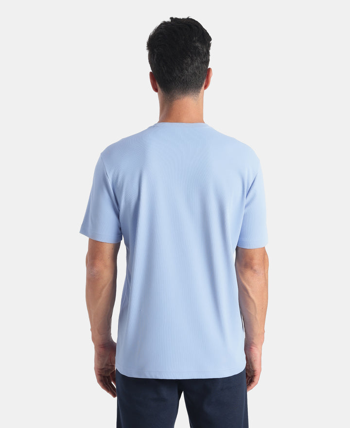 Microfiber Fabric Round Neck Half Sleeve T-Shirt with StayFresh Treatment - Ice Blue
