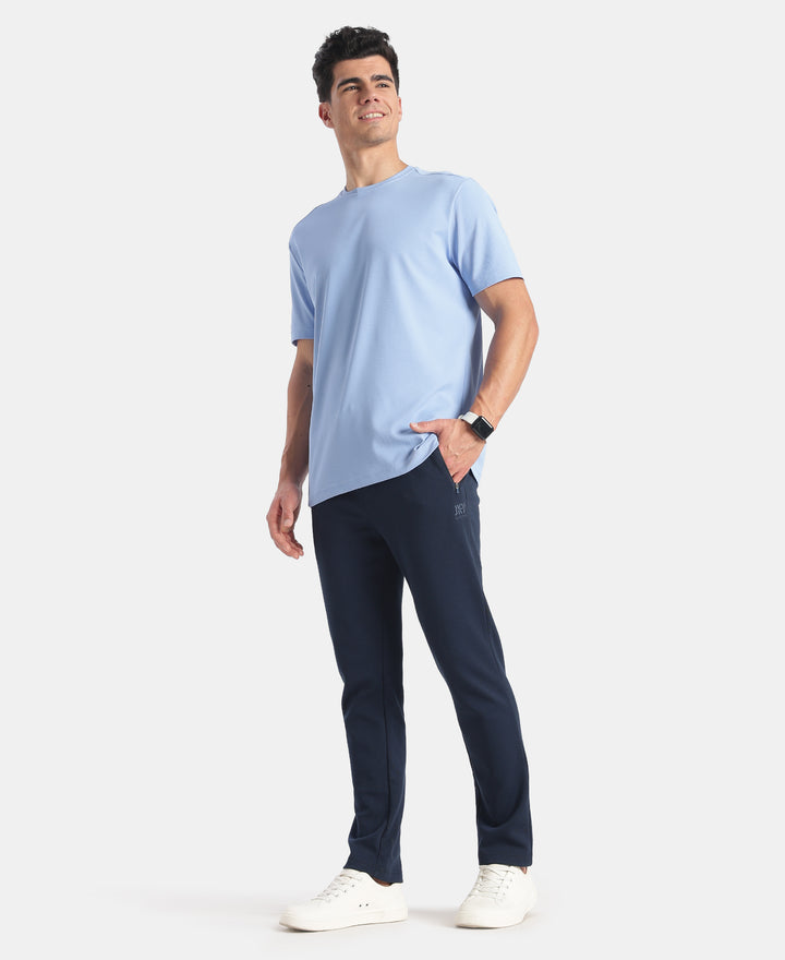 Microfiber Fabric Round Neck Half Sleeve T-Shirt with StayFresh Treatment - Ice Blue