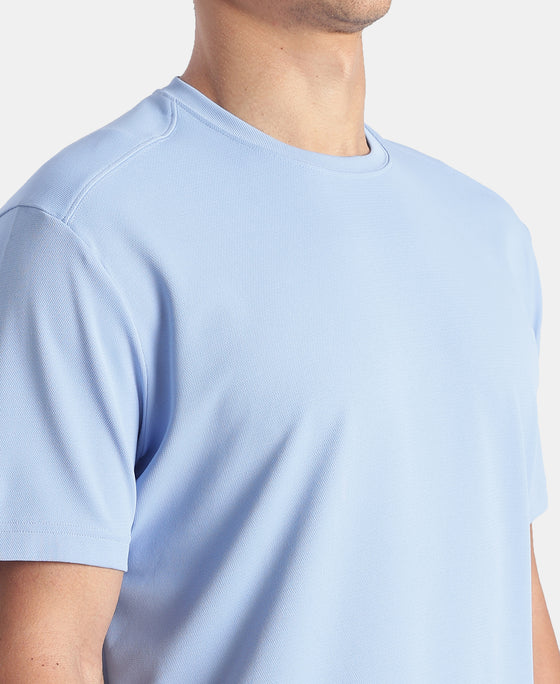 Microfiber Fabric Round Neck Half Sleeve T-Shirt with StayFresh Treatment - Ice Blue