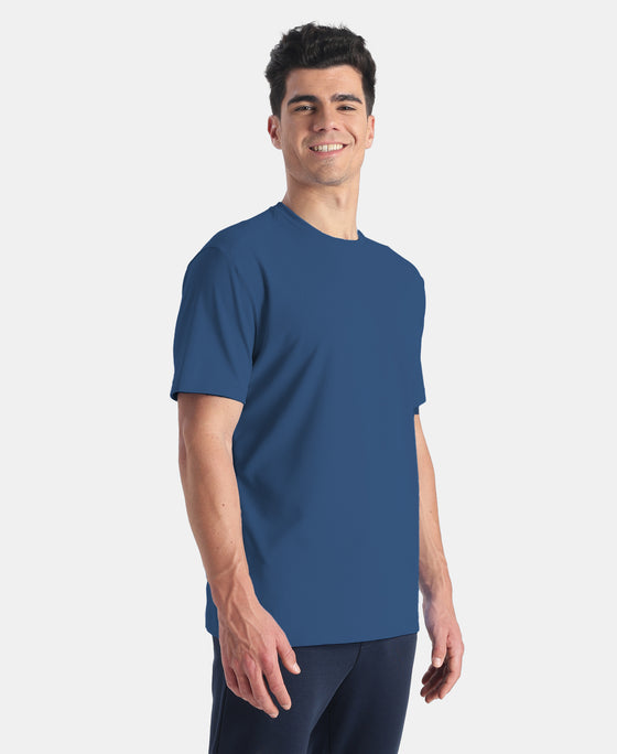 Microfiber Fabric Round Neck Half Sleeve T-Shirt with StayFresh Treatment - Insignia Blue