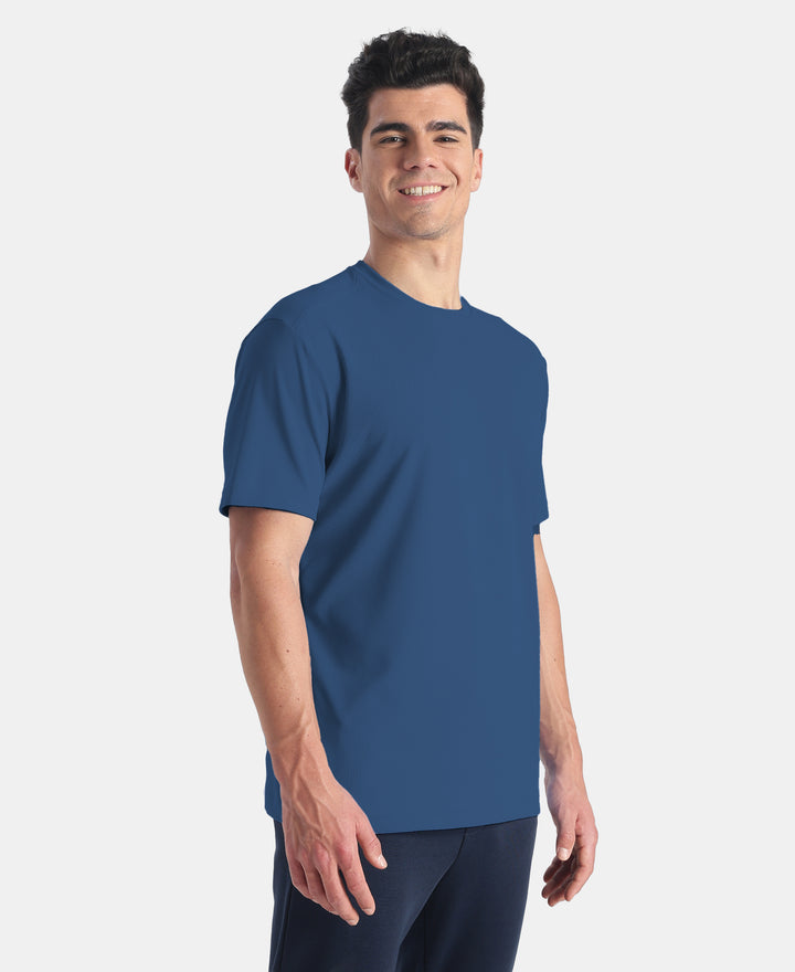 Microfiber Fabric Round Neck Half Sleeve T-Shirt with StayFresh Treatment - Insignia Blue