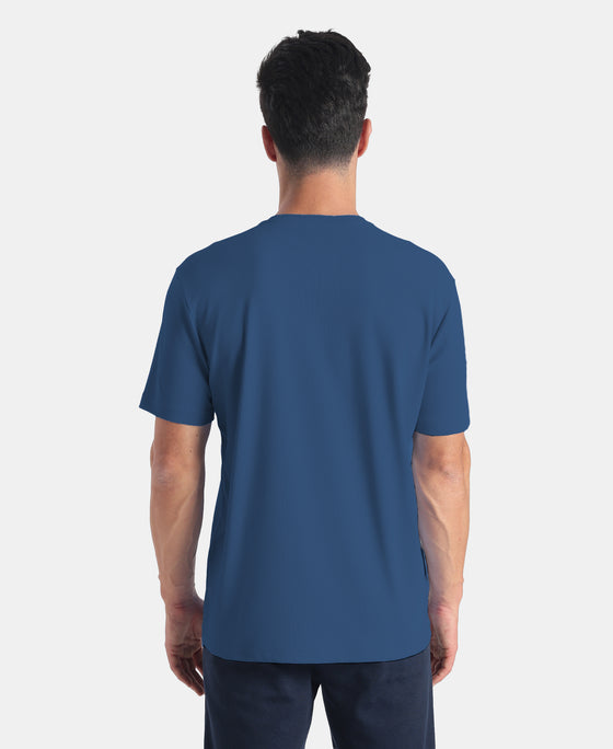Microfiber Fabric Round Neck Half Sleeve T-Shirt with StayFresh Treatment - Insignia Blue