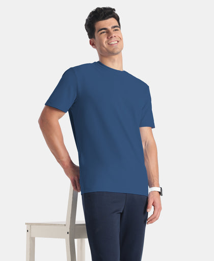 Microfiber Fabric Round Neck Half Sleeve T-Shirt with StayFresh Treatment - Insignia Blue