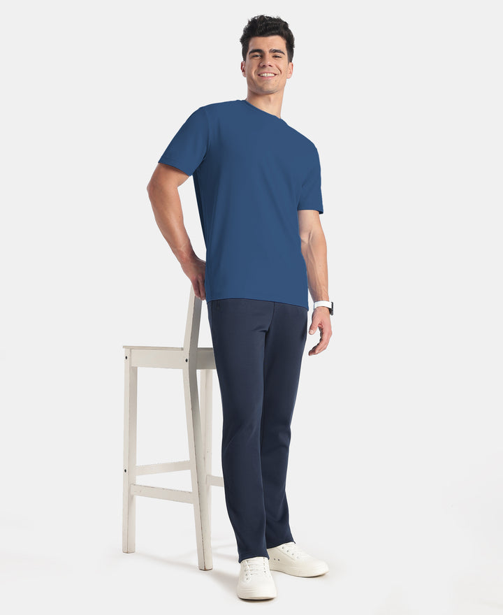 Microfiber Fabric Round Neck Half Sleeve T-Shirt with StayFresh Treatment - Insignia Blue