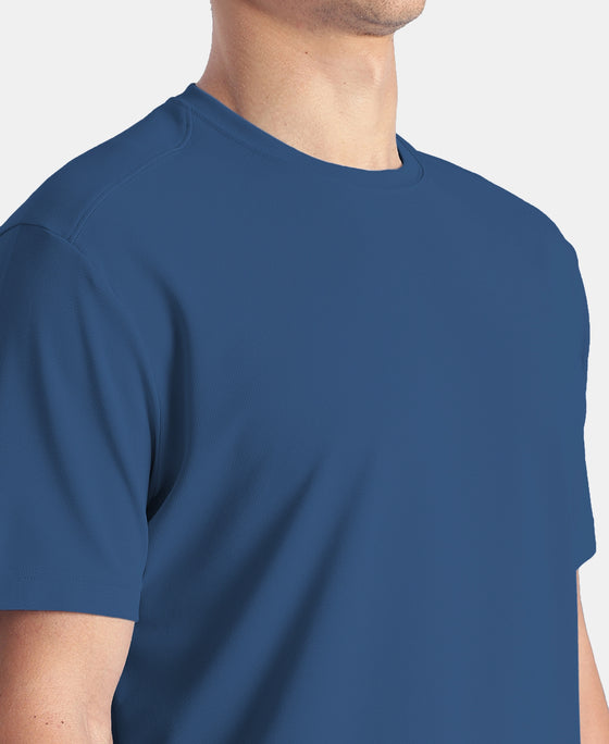 Microfiber Fabric Round Neck Half Sleeve T-Shirt with StayFresh Treatment - Insignia Blue