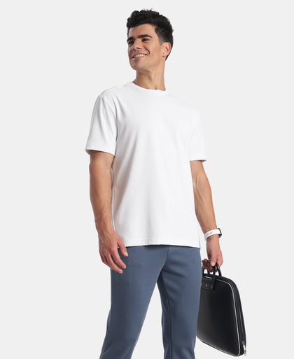 Microfiber Fabric Round Neck Half Sleeve T-Shirt with StayFresh Treatment - White