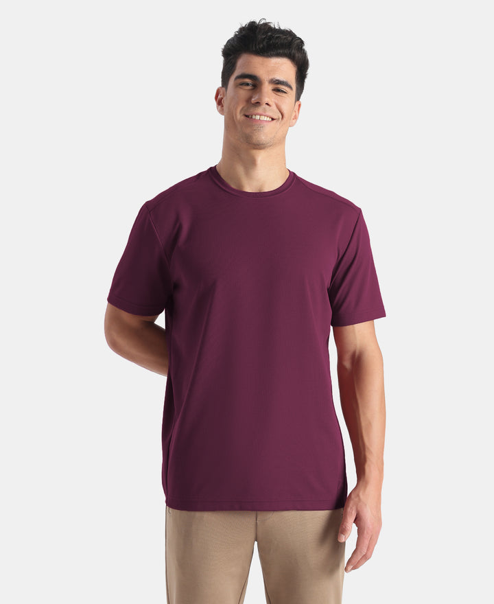 Microfiber Fabric Round Neck Half Sleeve Tshirt with StayFresh Treatment - Wine