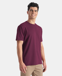 Microfiber Fabric Round Neck Half Sleeve Tshirt with StayFresh Treatment - Wine