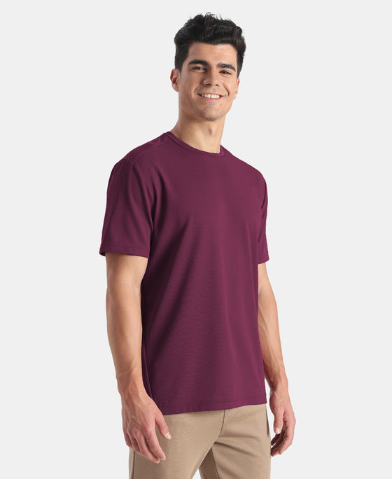 Microfiber Fabric Round Neck Half Sleeve Tshirt with StayFresh Treatment - Wine