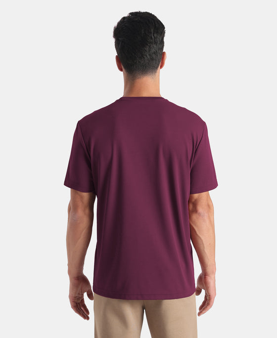 Microfiber Fabric Round Neck Half Sleeve Tshirt with StayFresh Treatment - Wine