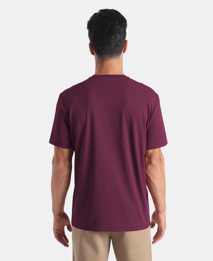 Microfiber Fabric Round Neck Half Sleeve Tshirt with StayFresh Treatment - Wine