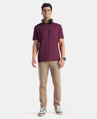 Microfiber Fabric Round Neck Half Sleeve Tshirt with StayFresh Treatment - Wine