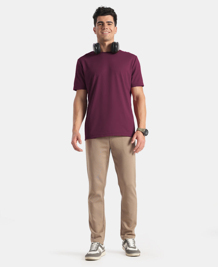 Microfiber Fabric Round Neck Half Sleeve Tshirt with StayFresh Treatment - Wine