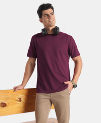 Microfiber Fabric Round Neck Half Sleeve Tshirt with StayFresh Treatment - Wine