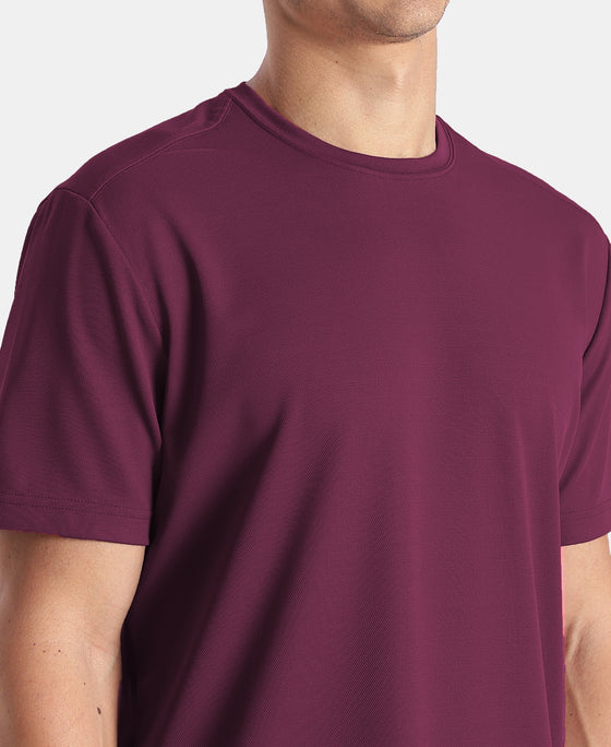 Microfiber Fabric Round Neck Half Sleeve Tshirt with StayFresh Treatment - Wine