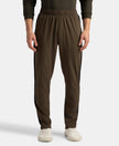 Super Combed Cotton Rich Slim Fit Trackpant with Zipper Media Pocket - Black Olive