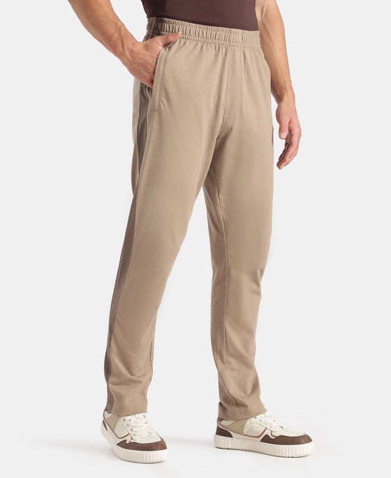 Super Combed Cotton Rich Slim Fit Trackpant with Zipper Media Pocket - Desert Taupe