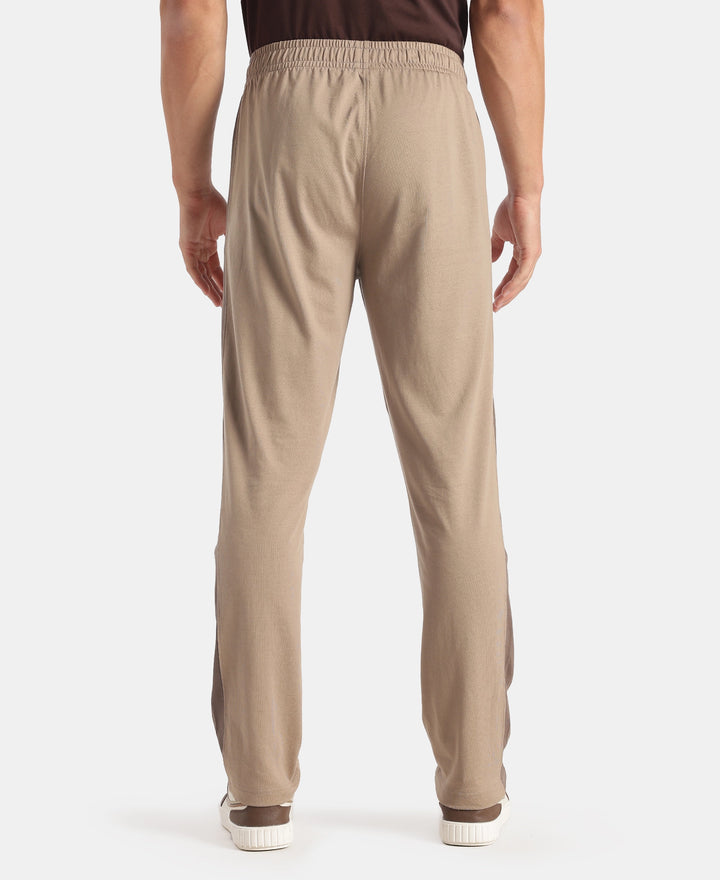 Super Combed Cotton Rich Slim Fit Trackpant with Zipper Media Pocket - Desert Taupe