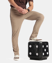 Super Combed Cotton Rich Slim Fit Trackpant with Zipper Media Pocket - Desert Taupe