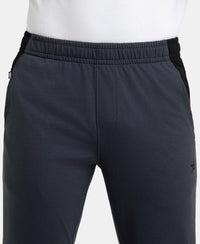 Super Combed Cotton Rich Slim Fit Trackpant with Zipper Media Pocket - Graphite