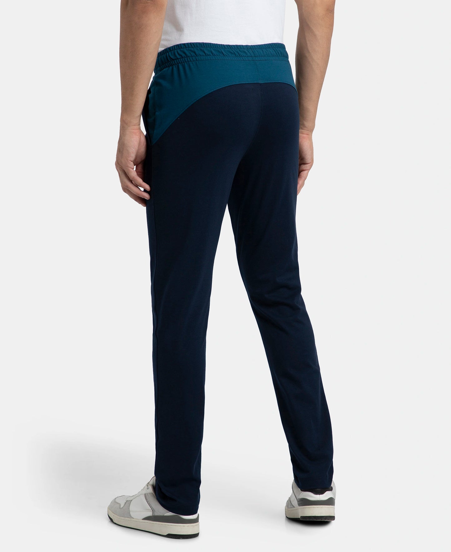 Super Combed Cotton Rich Slim Fit Trackpant with Zipper Media Pocket - Navy