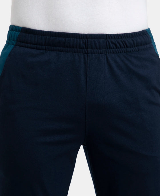 Super Combed Cotton Rich Slim Fit Trackpant with Zipper Media Pocket - Navy