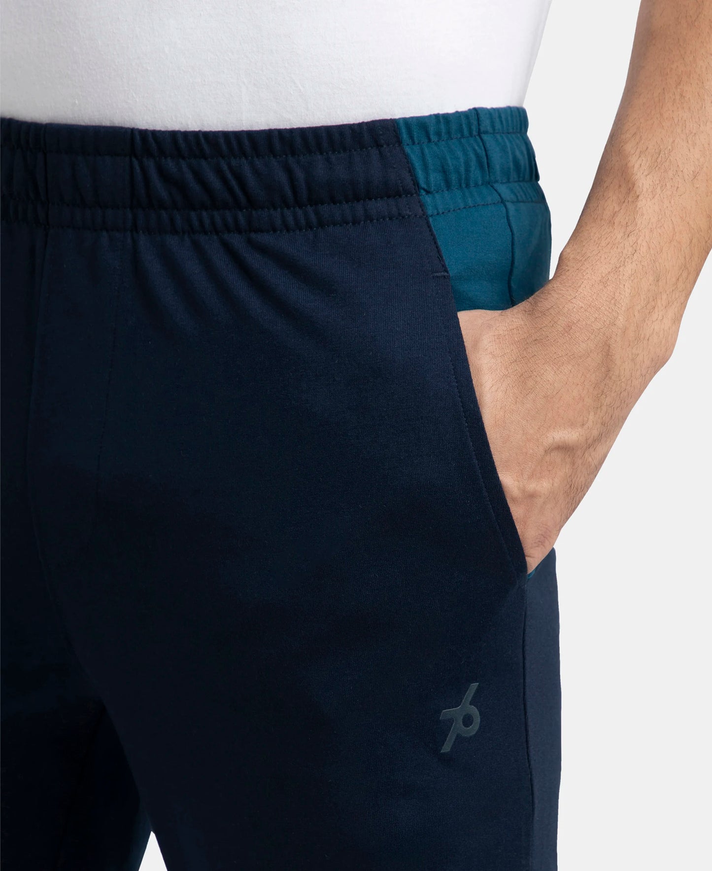 Super Combed Cotton Rich Slim Fit Trackpant with Zipper Media Pocket - Navy