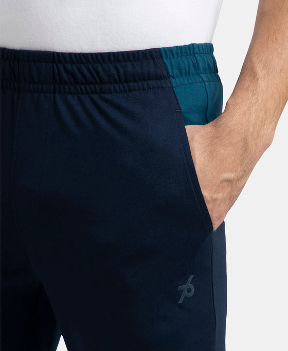 Super Combed Cotton Rich Slim Fit Trackpant with Zipper Media Pocket - Navy